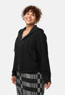'Vera' Jacke - tonales Schwarz & lässiger Kapuzen-Schnitt