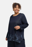 'Nila' tunika – mørk denim, laserskåret print