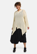 'Cotture' Strickshirt Long – A-Linie in luftiger Ajour-Struktur